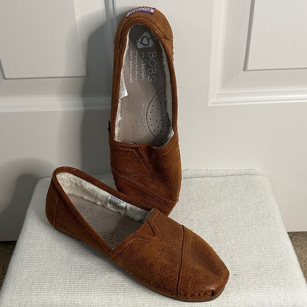 BOBS Brown Slip-On Shoes with faux fur lining